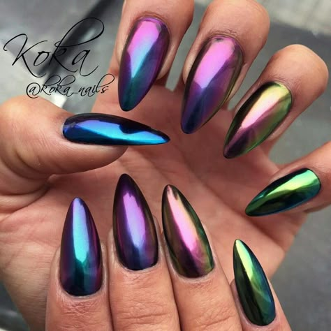 Purple Chrome Nails, Dappen Dish, Nail Art Tool Kit, Nail Care Kit, Multicolored Nails, Pink Chrome Nails, Chrome Nail Art, Chrome Nails Designs, Chrome Nail