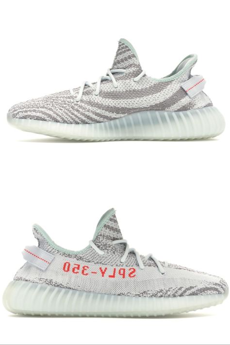 If you're looking for the pair that Kanye claimed jumped over the jumpman, look no further than the ultra-popular adidas Yeezy Boost 350 V2 Blue Tint colorway. Like previous releases, the Blue Tint Yeezy Boost is made up of a Primeknit based upper and features the "Zebra" like striped pattern across the upper. These shoes also feature adidas' now famous Boost cushioning that became the go-to for many sneakerheads over the past few years due to its incredible comfort.  #yeezyboost350 Yeezy 350 V2, Yeezy Boost 350 V2, Yeezy 350, Adidas Yeezy Boost 350, 350 V2, Yeezy Boost 350, Yeezy Boost, Zebras, Adidas Yeezy