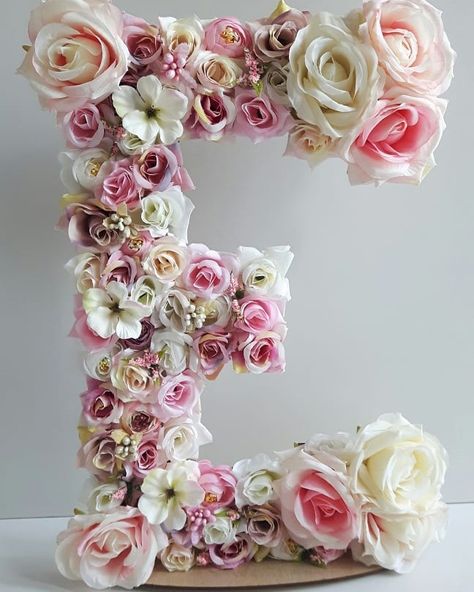 Letter E With Flowers, Art Letters, Nursery Inspo, Flower Letters, Letter A Crafts, Floral Letters, Letter E, Letter Wall, Custom Letters