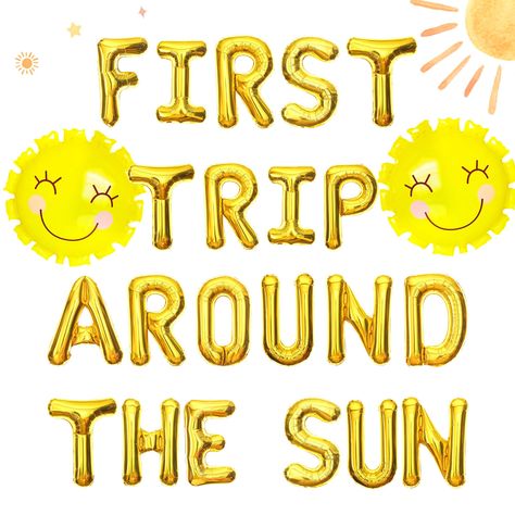 PRICES MAY VARY. 【Products include 】 1 x “ First Trip Around the Sun “ letter balloon, 2 x sun balloons. Size as shown as pictures! Looking for more You Are My Sunshine Theme Party Decoration 【Sun Theme】 Use these banners to make an adorable Backdrop at your next Sunshine Party! This listing is for one set of banner that spells out First Trip Around the Sun (letter banner) 【Adorable and Fabulous Supplies】 Our sun Balloons get ready for an adorable celebration, make you feel the warmth of the sun Sun First Birthday Party, Sun First Birthday, Space Party Decorations, Sunshine Birthday Parties, 1st Birthday Girl Decorations, First Trip Around The Sun, One Year Birthday, First Birthday Party Decorations, 1st Birthday Banners