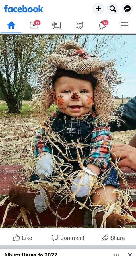 Infant Scarecrow Costume, Baby Scarecrow Costume, Nikos Kazantzakis, Face Ideas, Scarecrow Costume, Baby Farm Animals, Cowboy Costume, Baby Props, Toddler Halloween