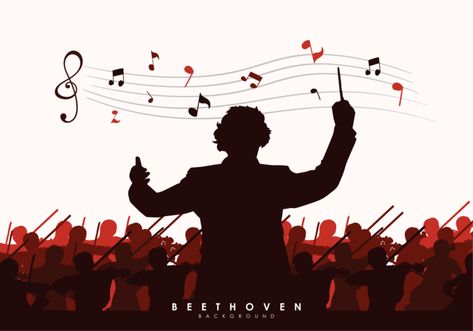 Conductor Silhouette, Symphony Orchestra Aesthetic, Conductor Illustration, Conductor Drawing, Choir Illustration, Orchestra Aesthetic, Music Conductor, Props Art, Beautiful Logos Design