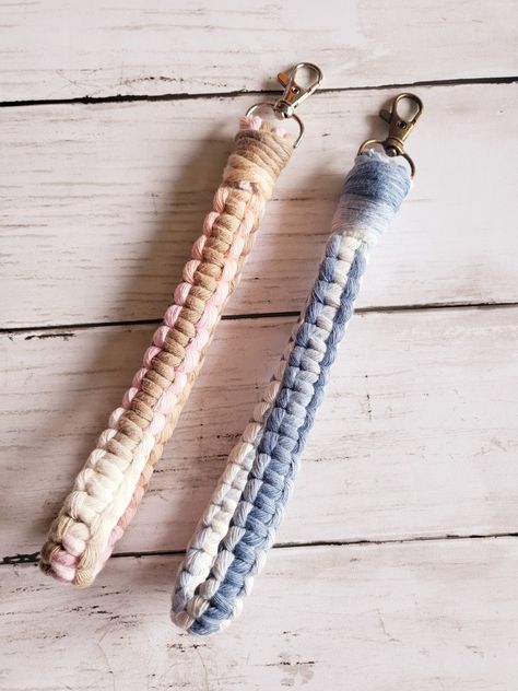 Square Knot Macrame Keychain, Wristlet Tutorial, Macrame Square, Macrame Square Knot, Macrame Accessories, Handcrafted Candles, Square Knot, Wristlets, Lanyard