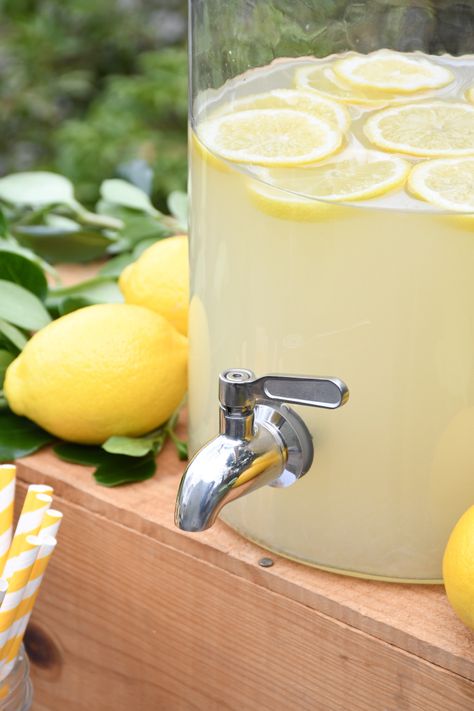 Aesthetic Lemonade Stand, Lemonade Stand Wedding, Lemonade In Dispenser, Lemonade Stand Aesthetic, Pretty Lemonade, Fancy Lemonade, Lemonade Stand Tip Jar, Wedding Lemonade, Wedding Lemonade Stand