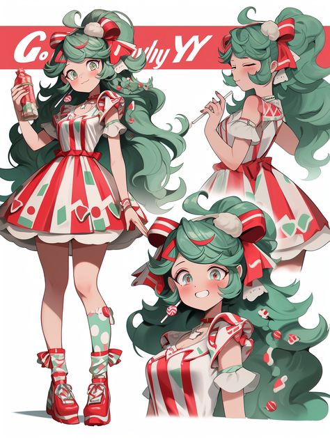 not-given Candy Characters Design, Candy Cane Character Design, Candy Themed Character Design, Christmas Oc Drawing, Food Inspired Outfits, Christmas Outfit Drawings, Christmas Oc Art, Candy Character Design, Christmas Character Art