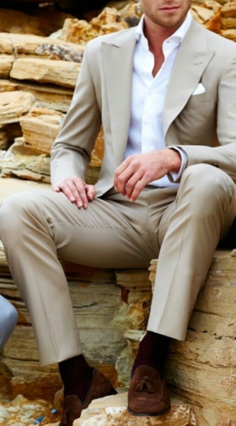 Tan Suit. Men In Suits, Tan Suit, Mens Fashion Wedding, Sharp Dressed Man, Suit Style, Summer Suits, Well Dressed Men, Gentleman Style, Suit Fashion