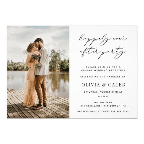 Happily Ever After Wedding Reception Invitation Post Wedding Reception, Eloped Announcement, After Wedding Party, Casual Wedding Reception, Happily Ever After Party, Ever After Party, Wedding Party Invitations, Reception Only Invitations, Vow Renewal Invitations