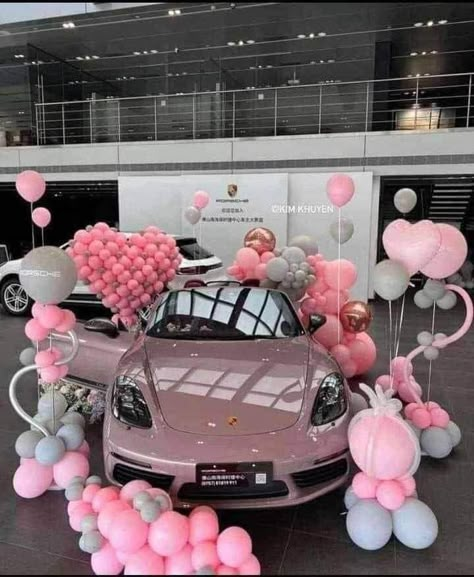 Feminine Cars Aesthetic, Luxury Birthday Gifts Aesthetic, Car Gift Aesthetic, His And Hers Cars, Nice Cars For Women, Car Present, Prom Pic Ideas, Luxury Birthday Gifts, Car Decorations Interior