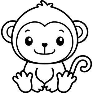 Browse Ideas Printable Coloring Pages For Kids and adults Instant Download. #coloring #coloringpages #coloringbooks #printable #coloringpagesforkids #coloringpagesforadults Easy Animal Coloring Pages, Animal Clipart Black And White, Monkey Coloring Pages, Animal Outline, Easy Animal Drawings, Baby Animal Drawings, Idee Cricut, Easy Animals, Cute Monkey