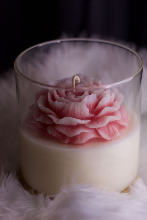 Present For Mother, Peony Design, Christmas Tree Scent, Handmade Candle, Flower Candle, Soy Wax Candle, Peony Flower, Toronto Canada, Wax Candle