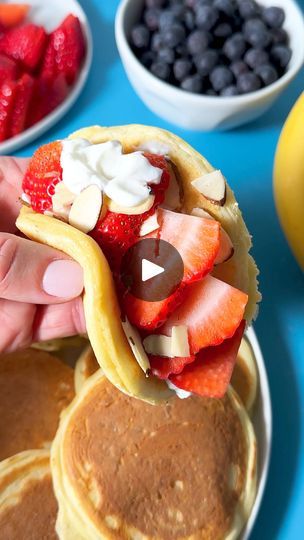 Fluffy, high-protein Pancake Tacos are about to become your new favorite! 🥞 | By Live Eat Learn | In an ideal world, every meal
of the day would be tacos but when it comes to breakfast, I
do pancake tacos but these aren't just any pancakes. These
are high-protein pancakes. Each serving has over 21 grams of
protein depending on what fillings you put in your tacos
and that's because we're mixing protein powder right into that
pancake batter. It really helps pack in the protein. It gives
it some flavor but it's also not chalky at all like you
sometimes get with protein powder. I definitely recommend
preparing those taco fillings first because once these are
warm, you're going to want to enjoy them right away. Make
sure to them into taco shapes while the pancakes are warm.
That's going to hel Pancake Tacos, High Protein Pancakes, Taco Fillings, 21 Grams, Ideal World, Meal Of The Day, Protein Pancakes, Pancake Batter, Recipe Of The Day