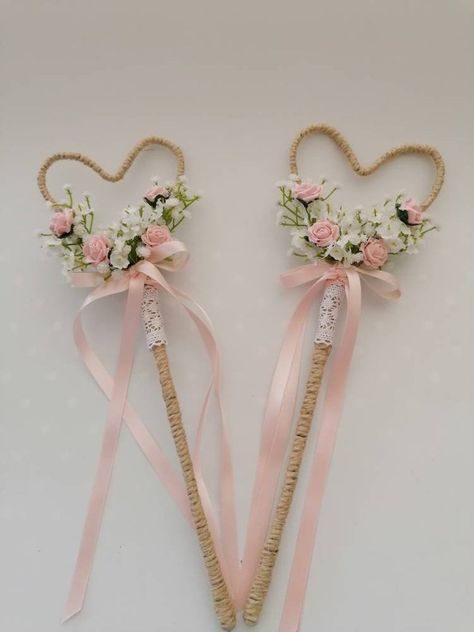 Flower Crown Hair, Winter Bridal Bouquets, Crown Hair Clip, Blush Pink Roses, Wedding Pen, Flower Girl Wand, Deco Champetre, Rustic Flower Girls, Bridal Gift Wrapping Ideas