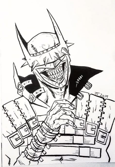 The Batman Who Laughs The Bat Who Laughs Tattoo, Batman Who Laughs Drawing, Batman Line Drawing, Comic Outline, Batman Who Laughs Art, Batman Who Laughs Black And White, Naruto Phone Wallpaper, The Batman Who Laughs, Ride Drawing