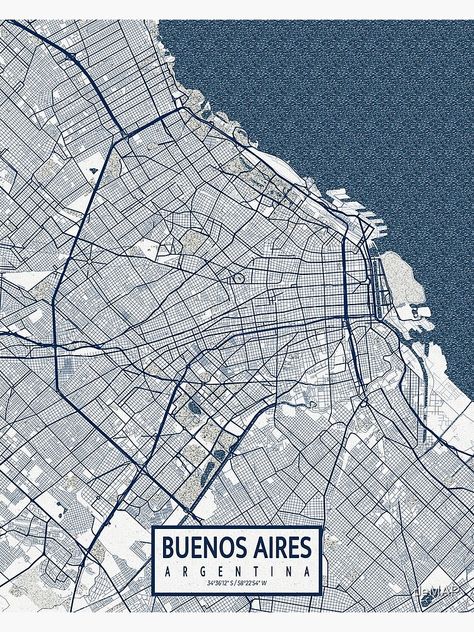 Argentina Poster, College Poster, Urban Street Art, Coastal Cities, Coastal Landscape, Arte Inspo, City Maps, Vintage Map, City Map