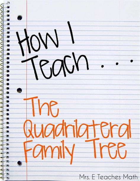 Quadrilateral Family Tree, Family Tree School Project, Teaching Quadrilaterals, Properties Of Quadrilaterals, Middle School Geometry, Teacher Goals, School Magic, Teaching Geometry, Cute Story