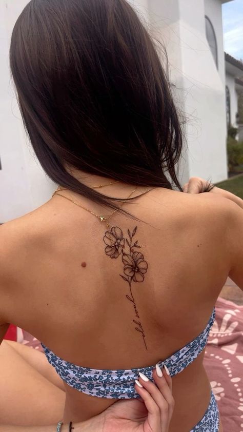 Orchid Spine Tattoo, Orchid Back Tattoo, Back Tattoos For Guys Spine, Feeling Judged, Orchid Tattoos, Obesity Awareness, Basic Tattoos, Small Girly Tattoos, Torso Tattoos