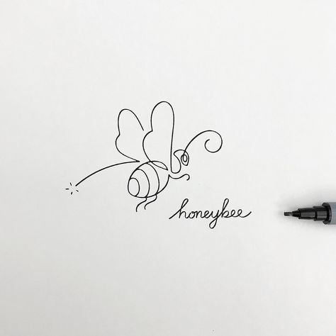 Simple line drawing series on Behance Honey Bee Drawing, Small Bee Tattoo, Bee Sketch, Honey Bee Tattoo, Line Drawing Tattoos, Bumble Bee Tattoo, Drawing Series, Simple Line Drawing, Bee Drawing