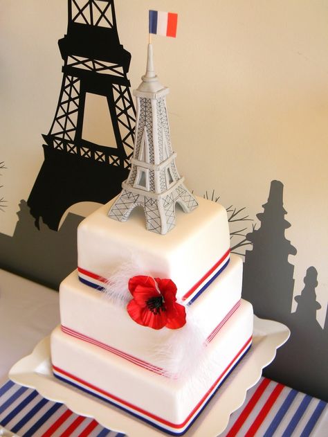 bastille day, cakes | Bastille Day Tower Birthday Cake, France Cake, Paris Birthday Cakes, Paris Themed Cakes, Eiffel Tower Cake, Winter Lunch, Tower Cake, Paris Cakes, Parisian Party