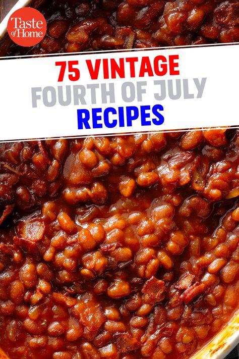 75 Vintage Fourth of July Recipes American Picnic Food, Fourth Of July Dinner Party Food Ideas, Food Ideas For The 4th Of July, 4th Of July Food Dinner, July 4 Th Food Ideas, Traditional 4th Of July Food, Fourth Of July Picnic Food Ideas, Fourth Of July Cookout Food Ideas, 4th Of July Grill Ideas