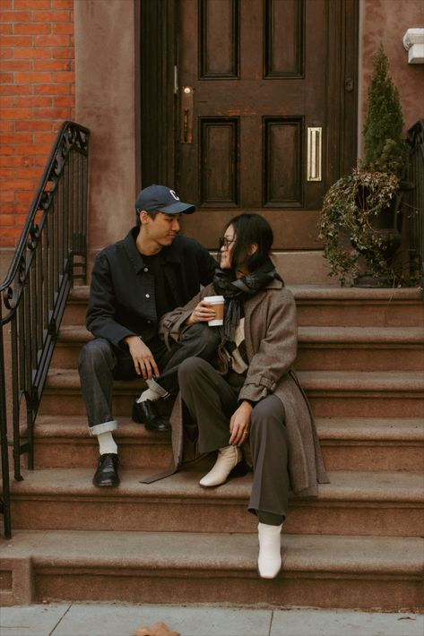 Couples Session in the West Village, NYC | Ahna Maria Photography | Intentional documentary wedding & lifestyle photographer | downtown city couples engagement, couples engagement photos, nyc couples photos, nyc engagement photos, candid wedding photos, candid engagement photos, natural engagement photos, natural photos, fall engagement photos, fall in nyc, engagement session outfits, engagement session outfits for men, engagement session outfits for women Trench Coat Engagement Photos, Engagement Shoot Outfit Casual, Chinatown Engagement Photos, City Park Engagement Photos, Cafe Engagement Shoot, West Village Engagement Photos, Couple Casual Photoshoot, Outfits For Couples Photoshoot, New York City Engagement Photos