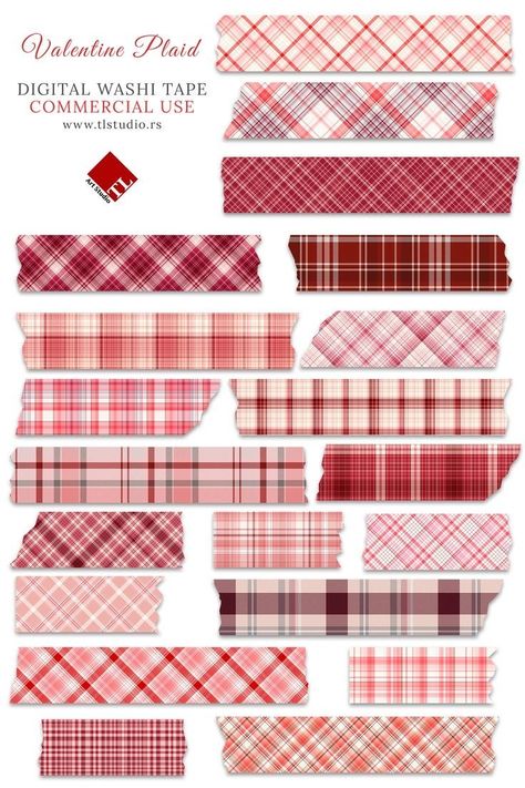 Washi Tapes Good Notes, Strawberry Washi Tape Printable, Red Washi Tape Printable, Red Washi Tape Png, Printable Washi Tape Free, Digital Washi Tape Png, Pink Journal Stickers, Washi Tape Template, Goodnote Template