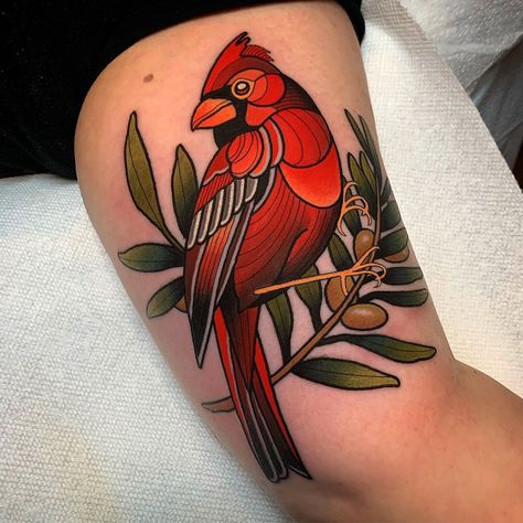 DAVE WAH - Tattoo Artist - Baltimore Maryland Red Cardinal Tattoos, Good Tattoo, Cardinal Tattoo, Cardinal Tattoos, Backpiece Tattoo, Patriotic Tattoos, Neotraditional Tattoo, Traditional Tattoo Sleeve, Tatuaje A Color