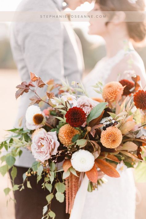 Autumn Wedding Bouquet | Orange wedding flowers, Copper wedding flowers, Peach wedding flowers Autumn Dahlia, Autumn Wedding Bouquet, Dahlias Wedding, Dahlia Bouquet, Orange Wedding Flowers, Late Summer Weddings, Bridal Bouquet Fall, Copper Wedding, Rusty Orange