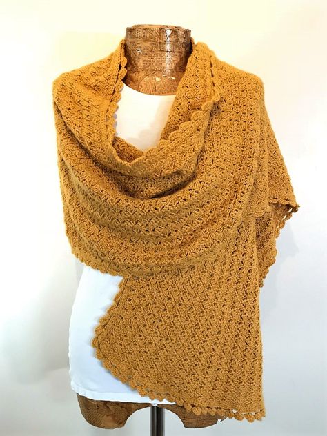 Poncho Wrap Pattern, Crochet Wrap Top, Prayer Shawl Crochet Pattern, English Mustard, Crochet Prayer Shawls, Amanda Jones, Crochet Wrap Pattern, Easy Wrap, Crochet Shawl Pattern Free