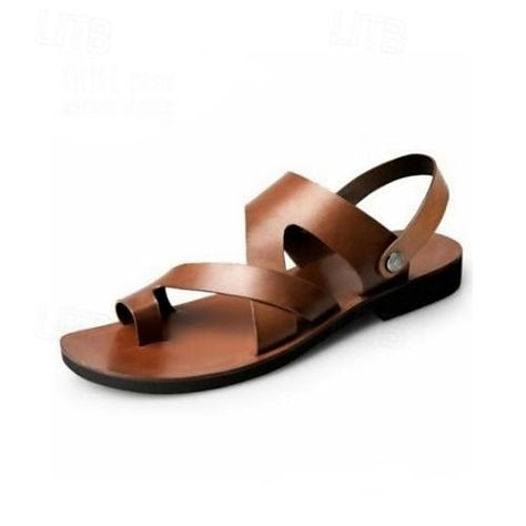 Men Leather Sandals Fashion, Men Summer Shoes, Male Sandals, Mens Sandals Fashion, Roman Shoes, Leather Slippers For Men, Plaid Shoes, Mens Sandals Casual, Toe Ring Sandals