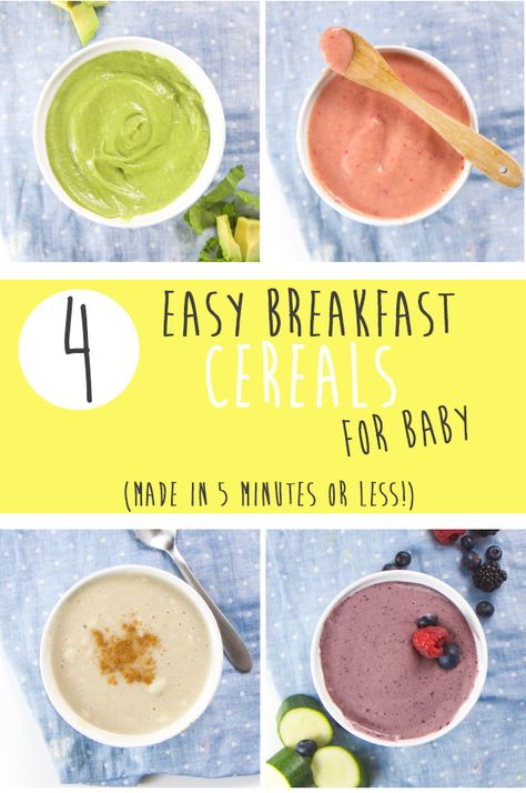 These 4 Easy Breakfasts Cereals for Baby are for the working moms, the homemade moms and the just-trying-to-get-through-breakfast moms. Filled with fruits, vegetables and healthy wholesome grains, these easy 5-minute cereals are as delicious as they are nutritious for your little one! Baby Breakfast, Easy Breakfasts, Diy Baby Food, Diy Easy Recipes, Baby Cereal, Healthy Baby Food, Baby First Foods, Baby Puree, Homemade Baby Foods