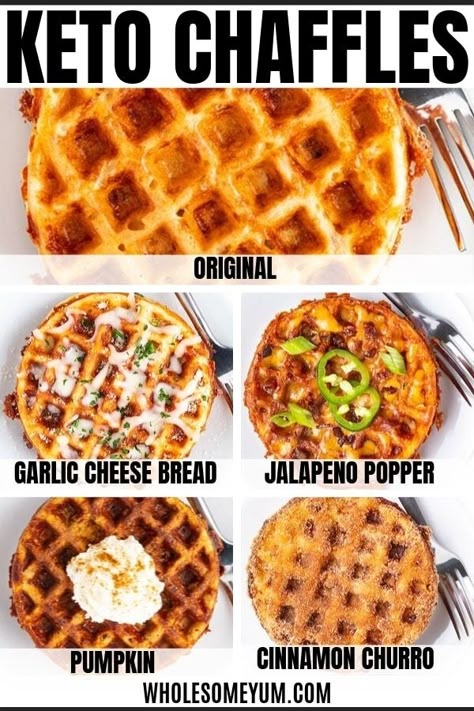 Keto Chaffles Recipe (5 Ways!) + Ultimate Guide | Wholesome Yum Sweet Chaffles, Chaffles Recipe, Basic Keto, Keto Chaffles, Wholesome Yum, Resep Diet, Keto Friendly Desserts, Jalapeno Popper, Low Carb Dessert