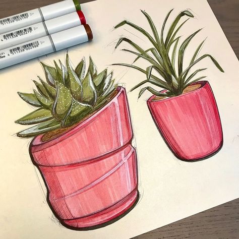 Copic Marker Drawings, Art Markers Drawing, Markers Drawing Ideas, Copic Marker Art, Plant Study, Easy Perler Beads Ideas, Weekend Crafts, Doodle Inspiration, Copic Marker