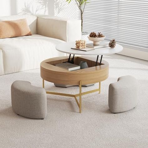 Amazon.com: LovingAHome 3 in 1 Lift Top Nesting Coffee Table with Storage,31.5" Round Marble Nesting Coffee Table with Linen Ottoman,Center Coffee Table Set for Living Room/Apartment/Small Place(White) : Home & Kitchen Round Modern Coffee Table, White Round Coffee Table, Modern Cocktail Tables, Lift Coffee Table, Round Coffee Table Modern, Mid Century Modern Coffee Table, Stone Coffee Table, At Home Furniture Store, Sofa End Tables