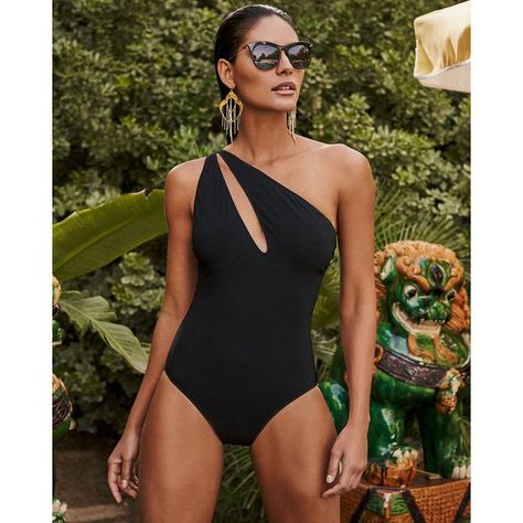 Shan One-Shoulder Slash Solid One-Piece Swimsuit ($270) ❤ liked on Polyvore featuring swimwear, one-piece swimsuits, shan, one shoulder bathing suit, one shoulder one piece swimsuit and 1 piece bathing suits One Shoulder Bathing Suit, Vacation Clothes, Short Torso, 1 Piece Swimsuit, Cute Bathing Suits, Red Swimsuit, Striped One Piece, Costume Intero, Designer Swimwear