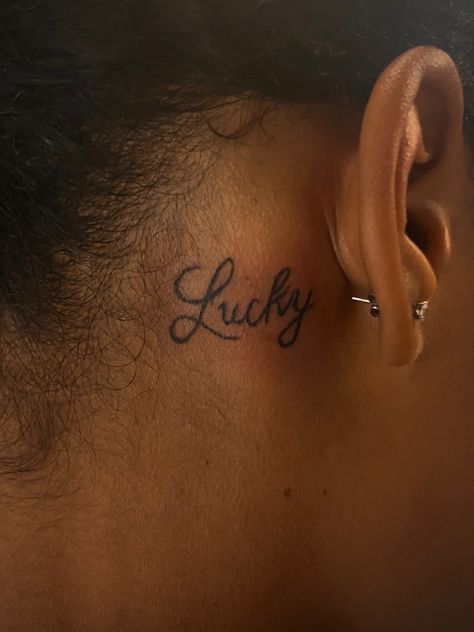 #smalltattoo #tattoosforwomen #lucky #tattoo Lucky Tattoo, Lucky Symbols, Friend Tattoos, Symbolic Tattoos, Ear Tattoo, Black Tattoos, Small Tattoos, Tattoos For Women, Tatting