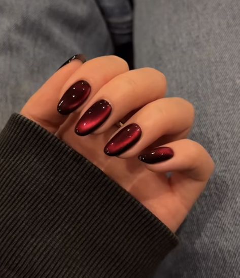 Red Glass Nails, Quartz Nails, Wine Nails, Cherry Nails, Easy Nails, Simple Gel Nails, Cat Eye Nails, Glass Nails, Nail Swag