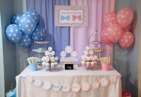 Gender Reveal Birthday Party Ideas | Photo 7 of 22 | Catch My Party Gender Reveal Party Food, Gender Reveal Box, Gender Reveal Photos, Idee Babyshower, Gender Reveal Themes, Babies Stuff, Baby Reveal Party, Gender Party, Gender Reveal Party Decorations