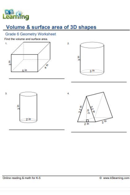 Surface Area Of 3d Shapes, Volume And Capacity Worksheets Grade 3, Maths Surface Area And Volume, Surface Area Of Rectangular Prism, Surface Area Of Triangular Prism, Units Of Measurement, 3d Shapes, Grade 6, Math Worksheet