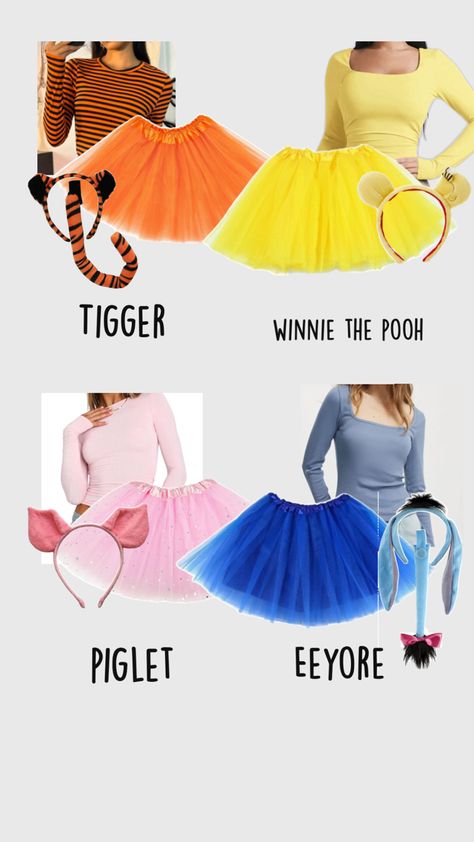 4 Person Costume, 4 Person Costume Ideas, 4 People Halloween Costumes, 4 Person Halloween Costumes, Piglet Eeyore, Tigger Winnie The Pooh, Matching Halloween, Costume Ideas, Childhood Memories