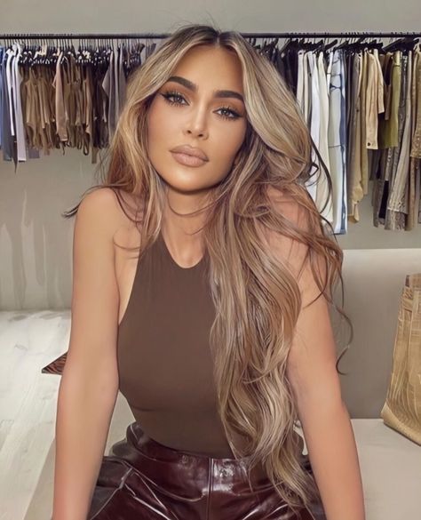 Rambut Brunette, Kim Kardashian Hair, Kardashian Hair, Honey Blonde Hair, Blonde Hair Inspiration, Honey Hair, Blonde Hair Looks, Brown Blonde Hair, Long Blonde