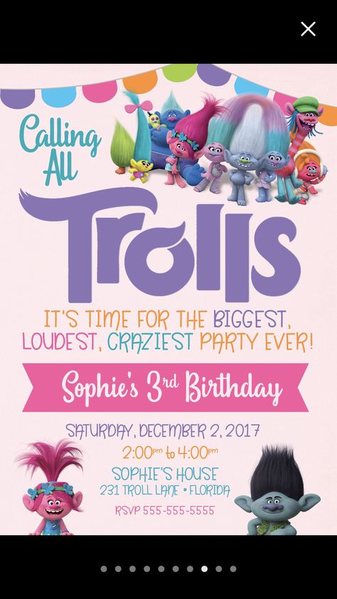 Kehlani Birthday, Diy Trolls Birthday Party, Trolls Birthday Invitation, Troll Party Theme, Trolls Invitation, Troll Cupcakes, Trolls Birthday Cake, Birthday Party Invitations Diy, Trolls Party