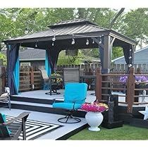 Collect Rainwater, Grill Gazebo, Steel Roof, Outdoor Pavilion, Hardtop Gazebo, Garden Canopy, Gazebo Canopy, Outdoor Gazebos, Blue Curtains