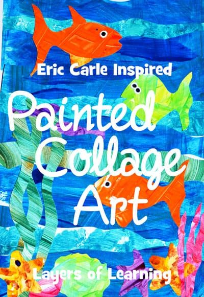 Make this delightful Eric Carle inspired collage art using this fun painted paper process. You will love making this as much as your kids do! Eric Carle Crafts, Eric Carle Art, Eric Carle Activities, Art Layers, Painted Collage, Preschool Art Projects, Kindergarten Art Projects, Author Study, Collage Art Projects