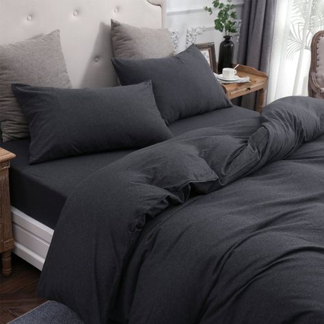 PURE ERA Solid Charcoal Black Luxurious Duvet Cover/Comforter | Etsy Black Fluffy Bedding, Plain Black Bedding, Blsck Bedding, Nlack Bedding, Dark Grey Duvet Covers, Charcol Grey Bed Set, Washed Linen Duvet Cover, Black Duvet, Grey Duvet