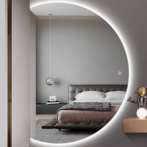 Amazon.com: Wall Mirror for Bathroom , Large Half Circle Wall Mirror, 3 Color Backlit Bathroom Mirror, Dimmable Dressing Mirror, Decorative Vanity Mirror for Entryway Living Room, 33*47in/84*120cm ( Color : Right : Home & Kitchen Circle Mirror Entryway, Entryway Colors, Mirror For Entryway, Circle Wall Mirror, Backlit Bathroom Mirror, Large Bathroom Mirrors, Bathroom Large, Entryway Design, Load Bearing Wall