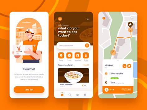 Food Delivery Apps UI & Illustration Exploration by Greative Food Delivery Illustration, Food App Ui, Application Illustration, App Recipe, School App, Ui Illustration, Figma Design, Food Map, Interactive Multimedia