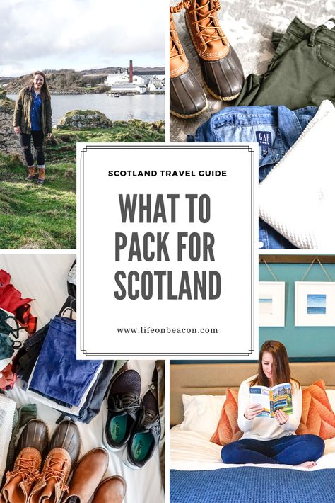 How To Pack For Scotland, Best Shoes To Wear In Scotland, Scotland Carry On Packing, Travel To Scotland Packing Lists, Planning A Trip To Scotland, What To Pack For Scotland In The Fall, Packing For Scotland In Fall, Scotland In April Outfits, What To Pack For Scotland In Spring