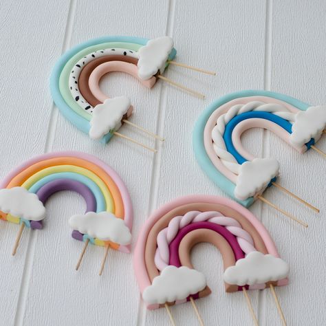 Blue Rainbow Cake, Birthday Rainbow Cake, Rainbow Topper, Cake Gender Reveal, Fondant Unicorn, Fondant Rainbow, Pastel Rainbow Cake, Jungle Theme Cakes