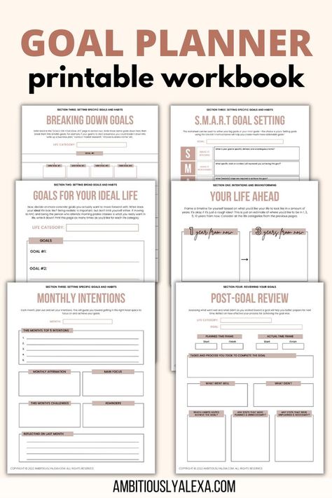 Goal Setting Worksheet Printables, Goal Planner Printable Free, Goal Printable, Study Planner Printable Free, Goal Planner Free, Goal Planning Worksheet, Motivation Planner, Smart Goals Worksheet, Vision Planner