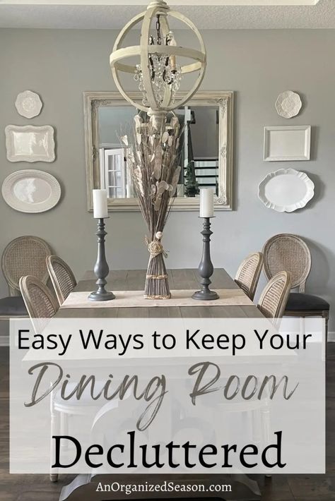 Learn a strategy to organize your dining room in six steps! Then get easy tips on how to keep your dining room decluttered! We have provided free printables to help you with this home organization project! Are you ready to declutter? Save this pin and follow us for more home organization inspiration! Dining Room Organization Ideas, Glass Serving Dishes, Room Cleaning, Drop Zone, Organization Inspiration, Old Dressers, Dining Room Storage, Autumn Home, Room Organization